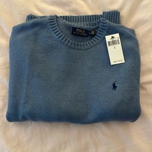 NWT! Blue knit Polo Ralph Lauren mens sweater